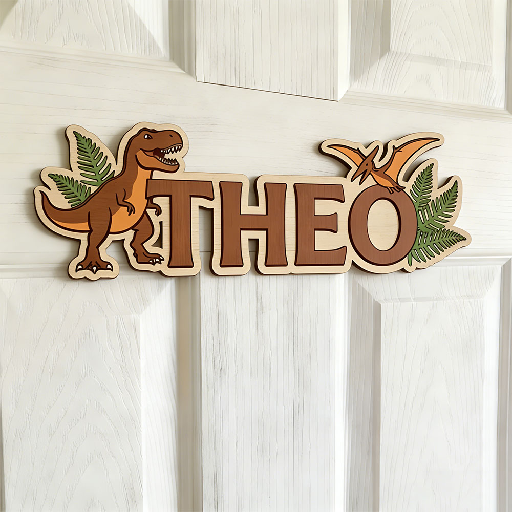 Wedding Party Supply - Personalized Dinosaur Name Sign for The