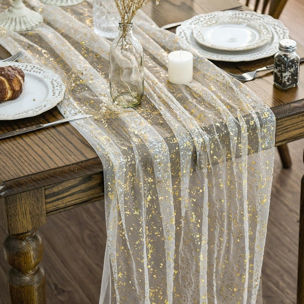 Golden Sequin Glitter Hot Stam - Table Runner Sequin 评论和价格