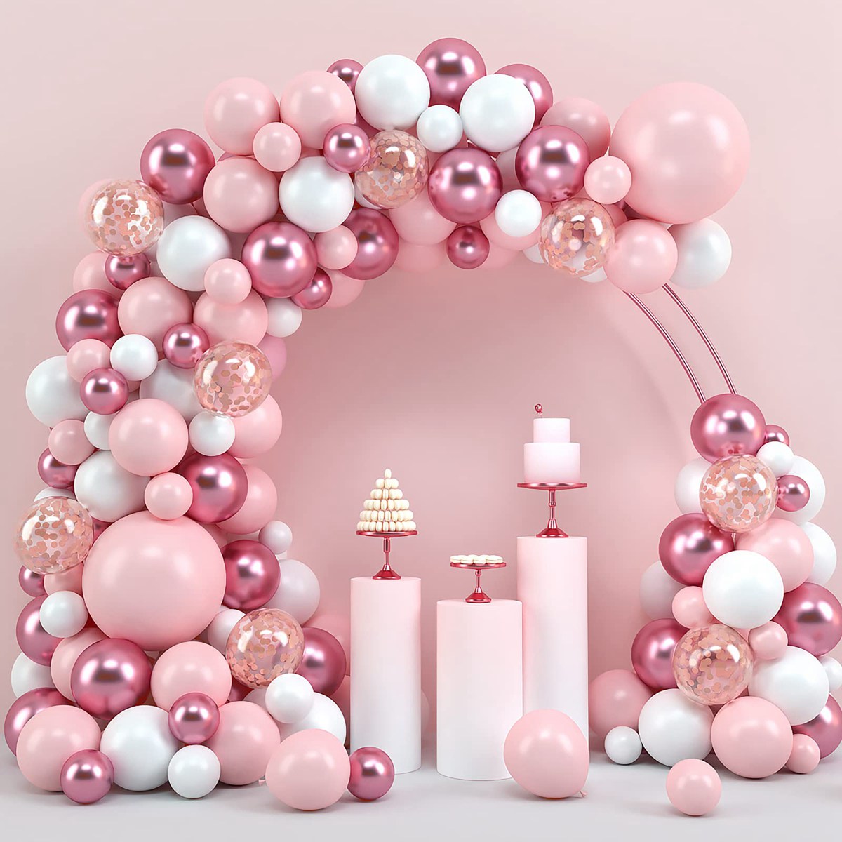 Pink Macaron Balloons Garland  - Wedding Day Supply Kit 评论和价格