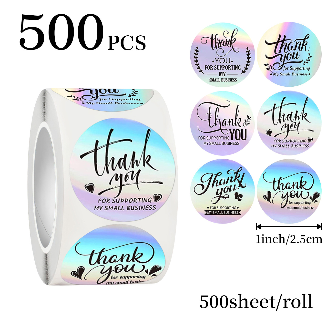 JCAC 500pcs/roll 1 Inch Hologr - Wedding Packaging 评论和价格