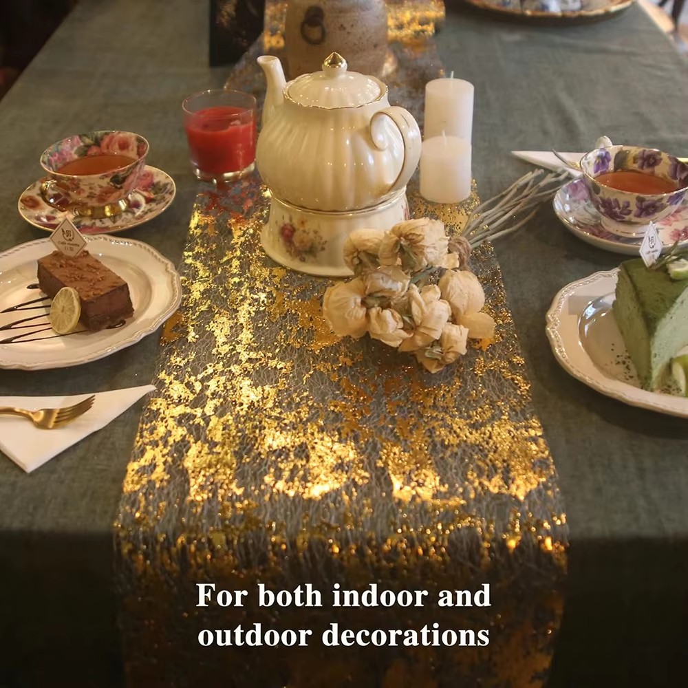 Sparkle Metallic Gold Table Ru - Table Runner Sequin 评论和价格