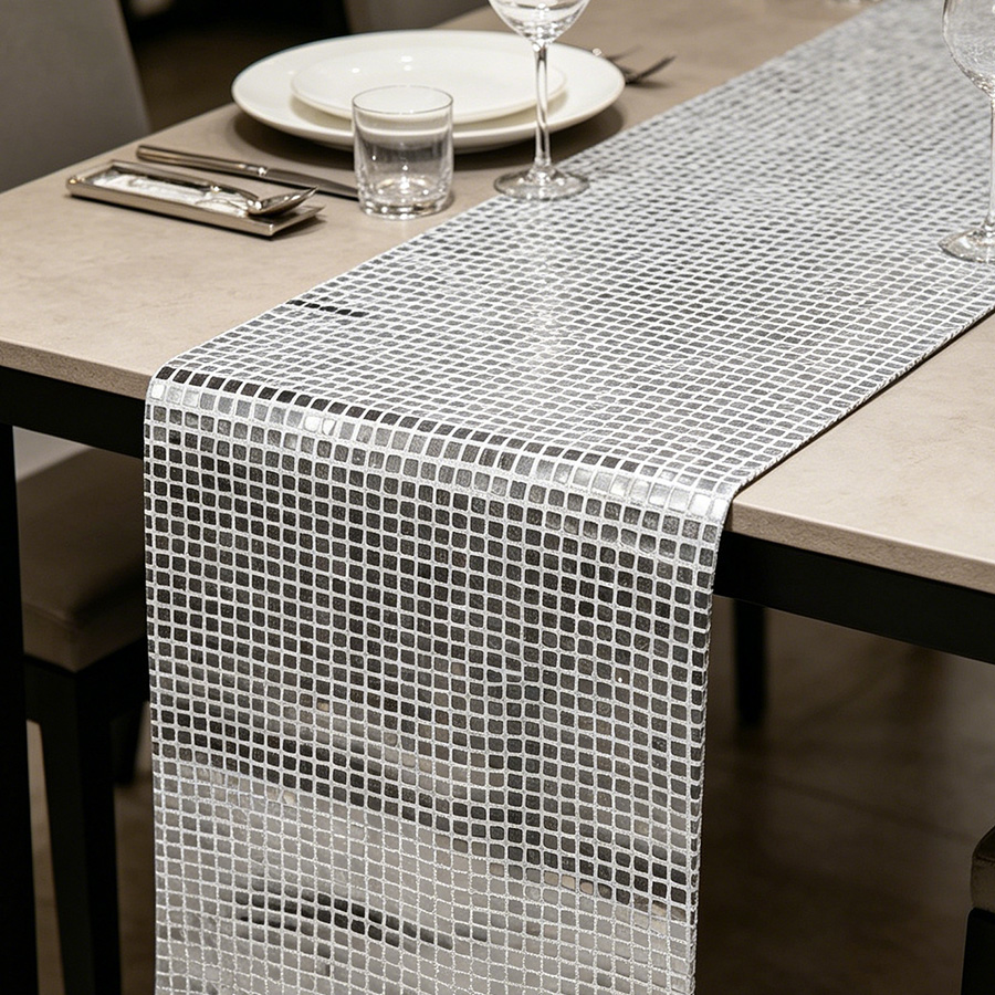 Mirror Silver Sequin Table Run - Table Runner Sequin 评论和价格