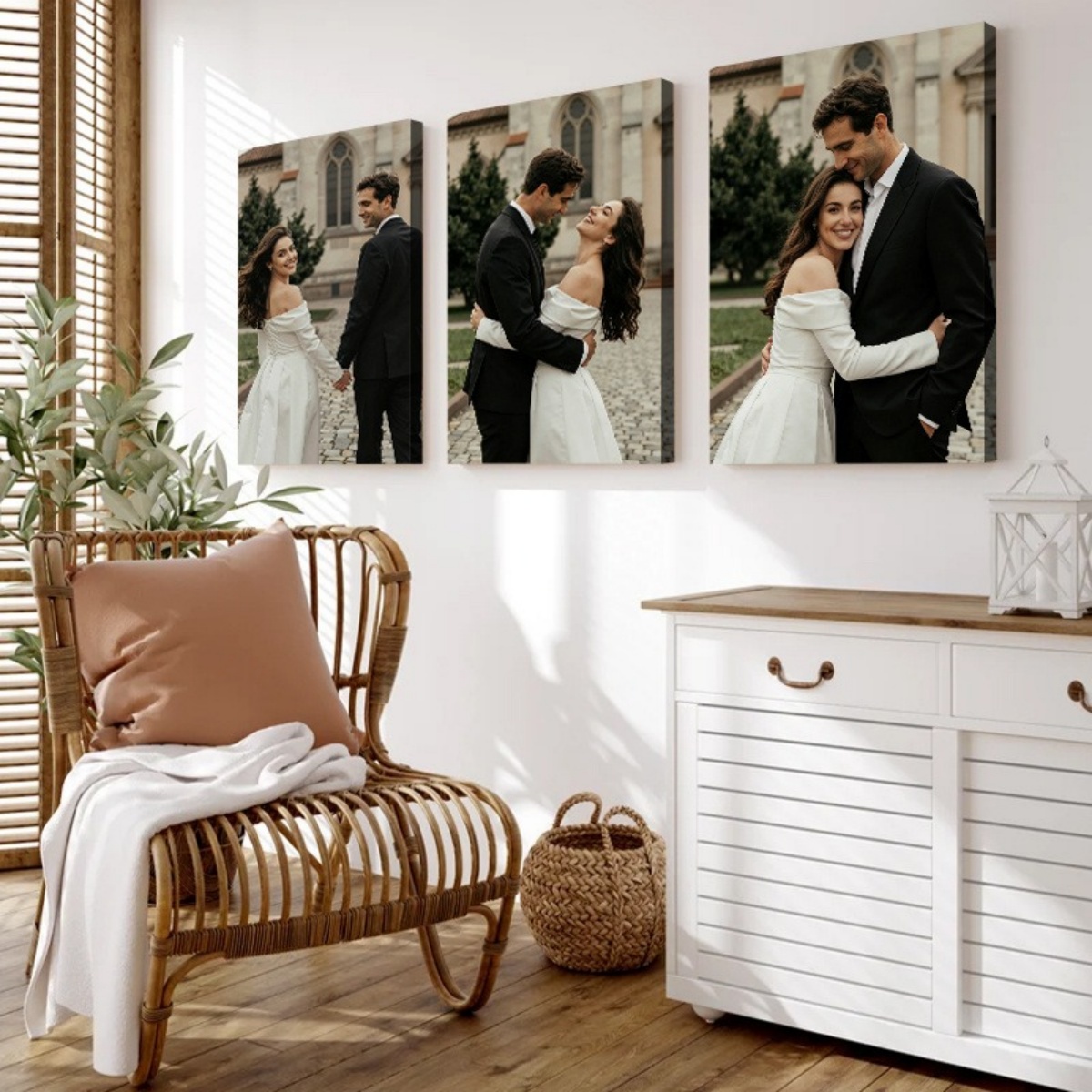 Set of 3 Custom Photo Canvas P - Wedding Party Supply 评论和价格