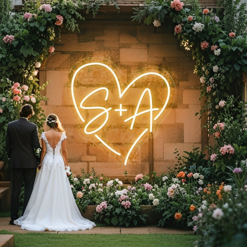 Custom Initials Heart LED Neon - Wedding Party Supply 评论和价格