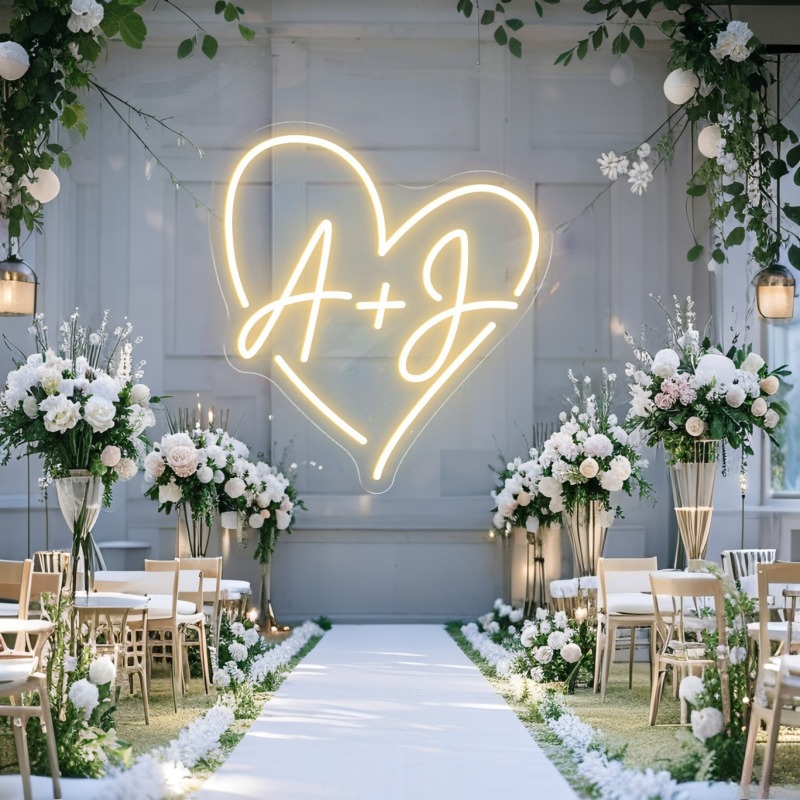 Custom Initials Heart LED Neon - Wedding Party Supply 评论和价格