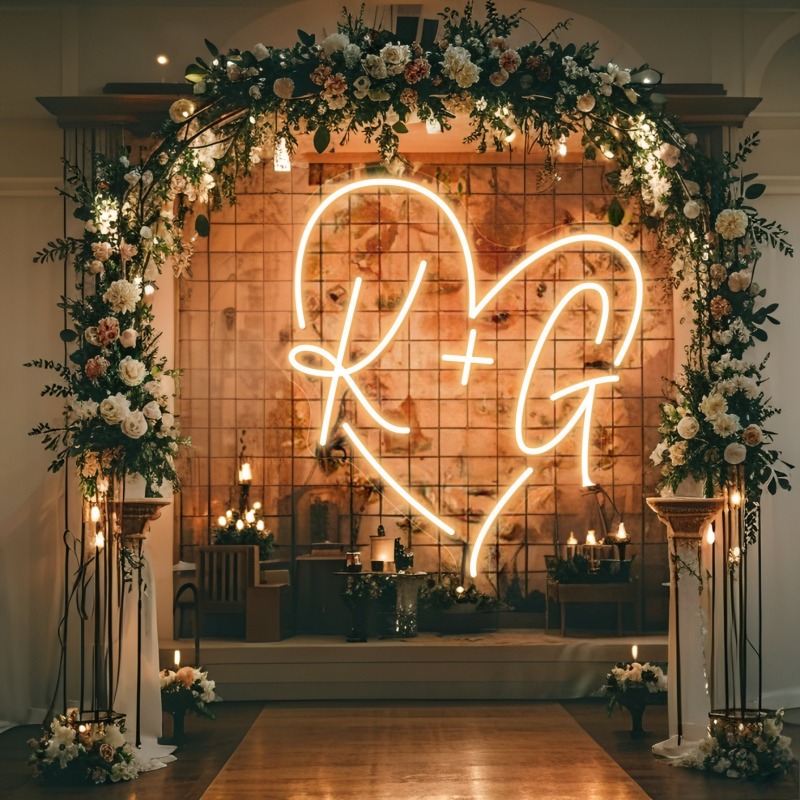 Custom Initials Heart LED Neon - Wedding Party Supply 评论和价格