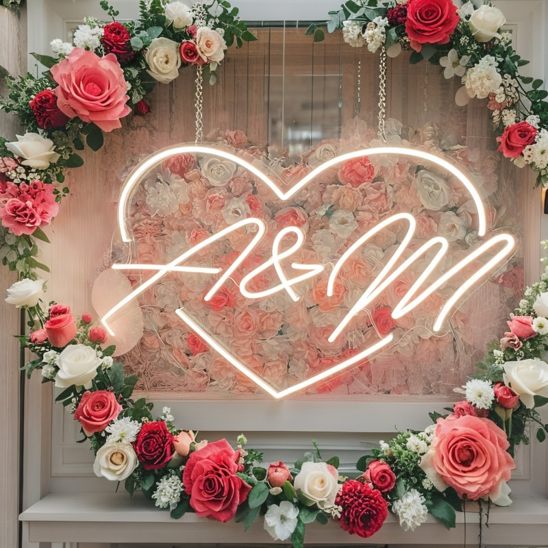 Custom Initials Heart LED Neon - Wedding Party Supply 评论和价格