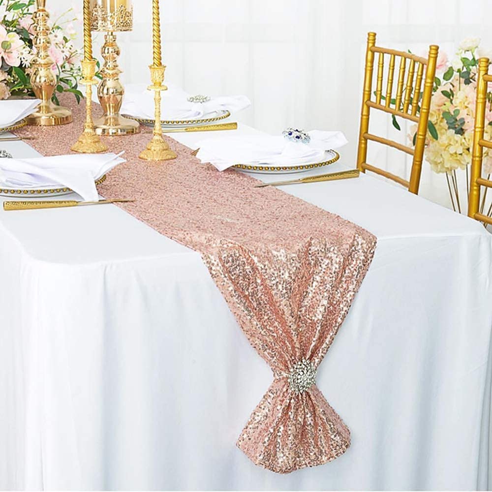 LICE-Sparkly Rose Gold Sequin  - Table Runner Sequin 评论和价格