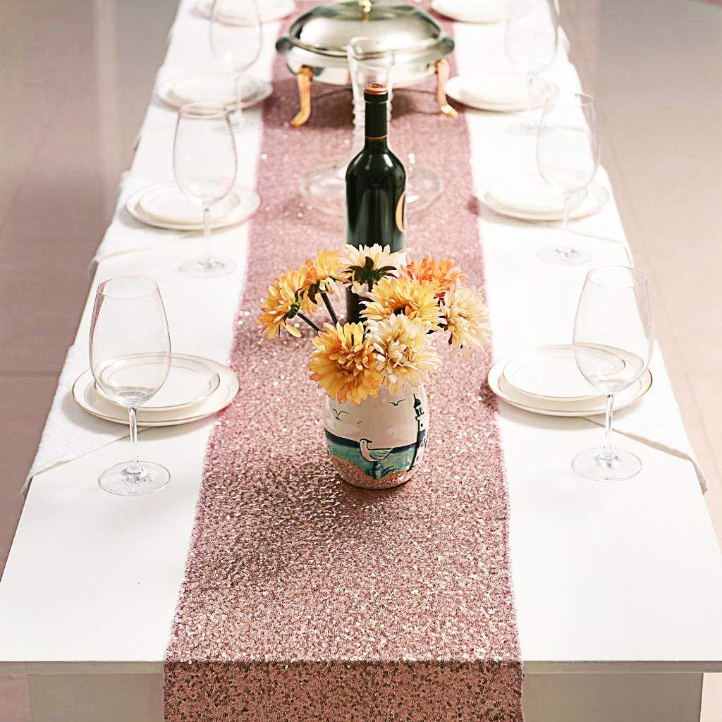 LICE-Sparkly Rose Gold Sequin  - Table Runner Sequin 评论和价格