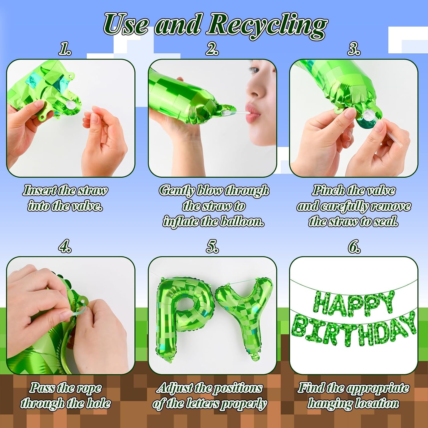 1set Green Pixel Themed Happy  - Wedding Day Supply Kit 评论和价格
