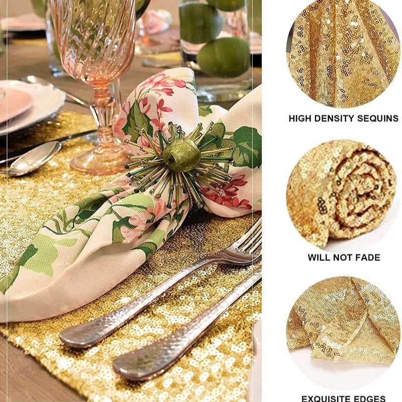 Golden Sequin Table Runner for - Table Runner Sequin 评论和价格
