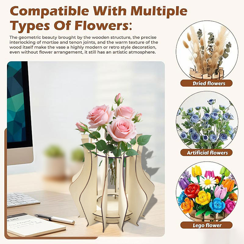 Wooden Puzzle Vase For Bouquet - Flower Girl Basket 评论和价格