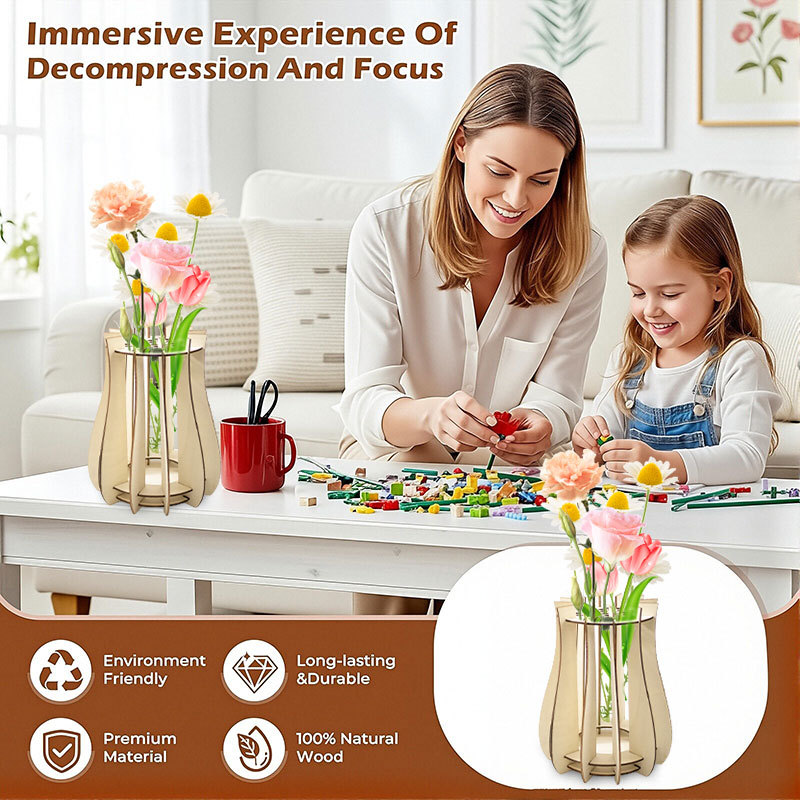 Wooden Puzzle Vase For Bouquet - Flower Girl Basket 评论和价格