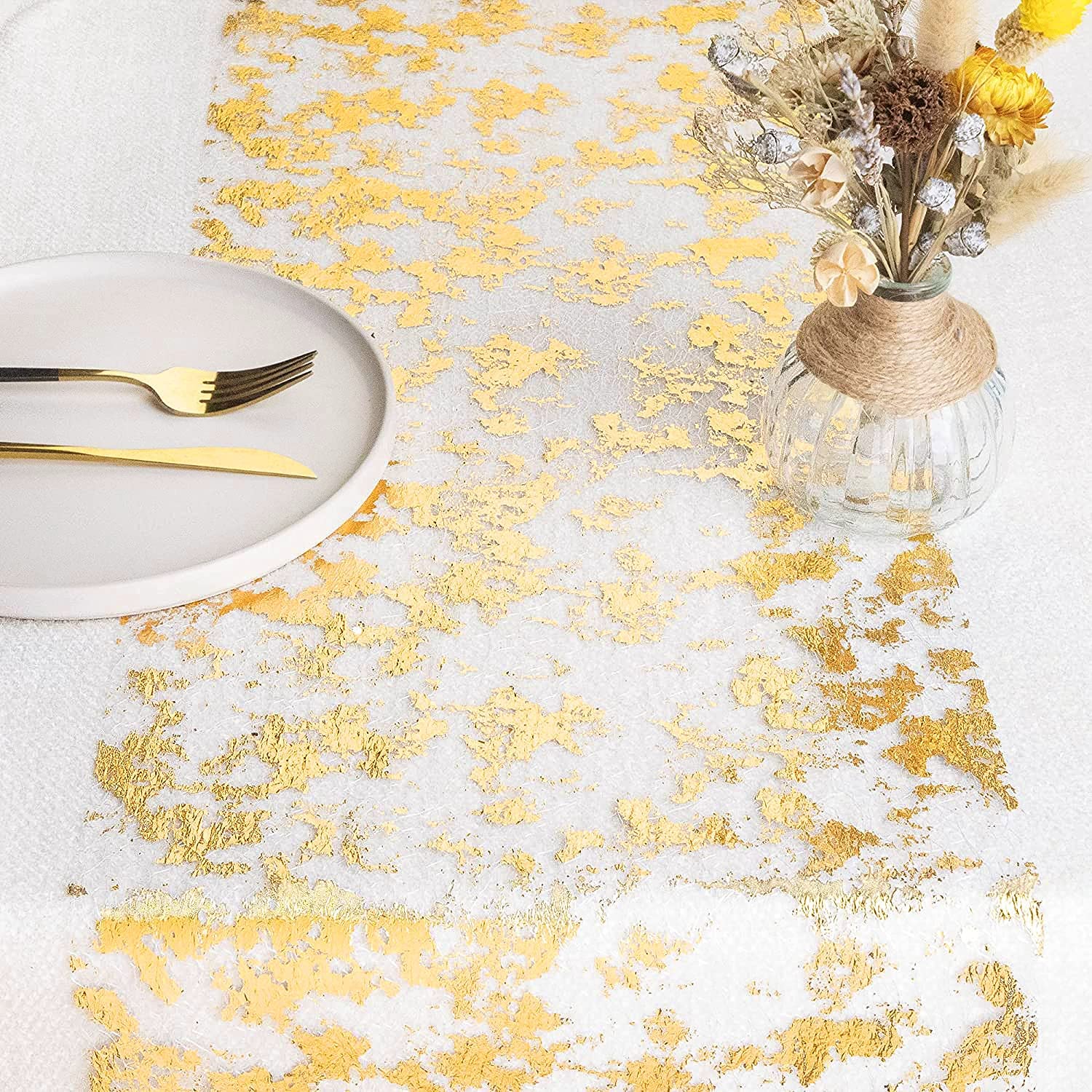 Sparkle Metallic Gold Thin Tab - Table Runner Sequin 评论和价格