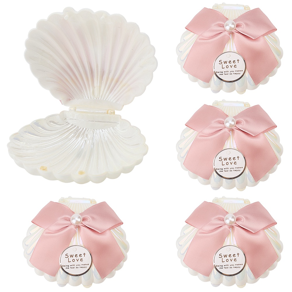 5Pcs Shell Shaped Plastic Boxe - Wedding Packaging 评论和价格