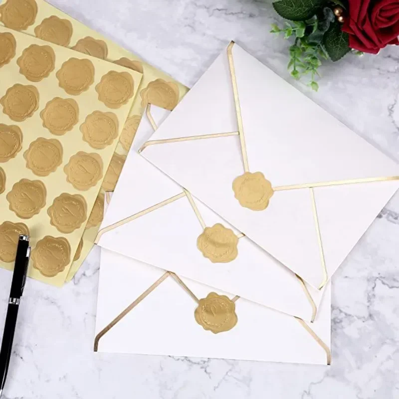 25/100Pcs Gold Embossed Heart  - Wedding Envelopes 评论和价格