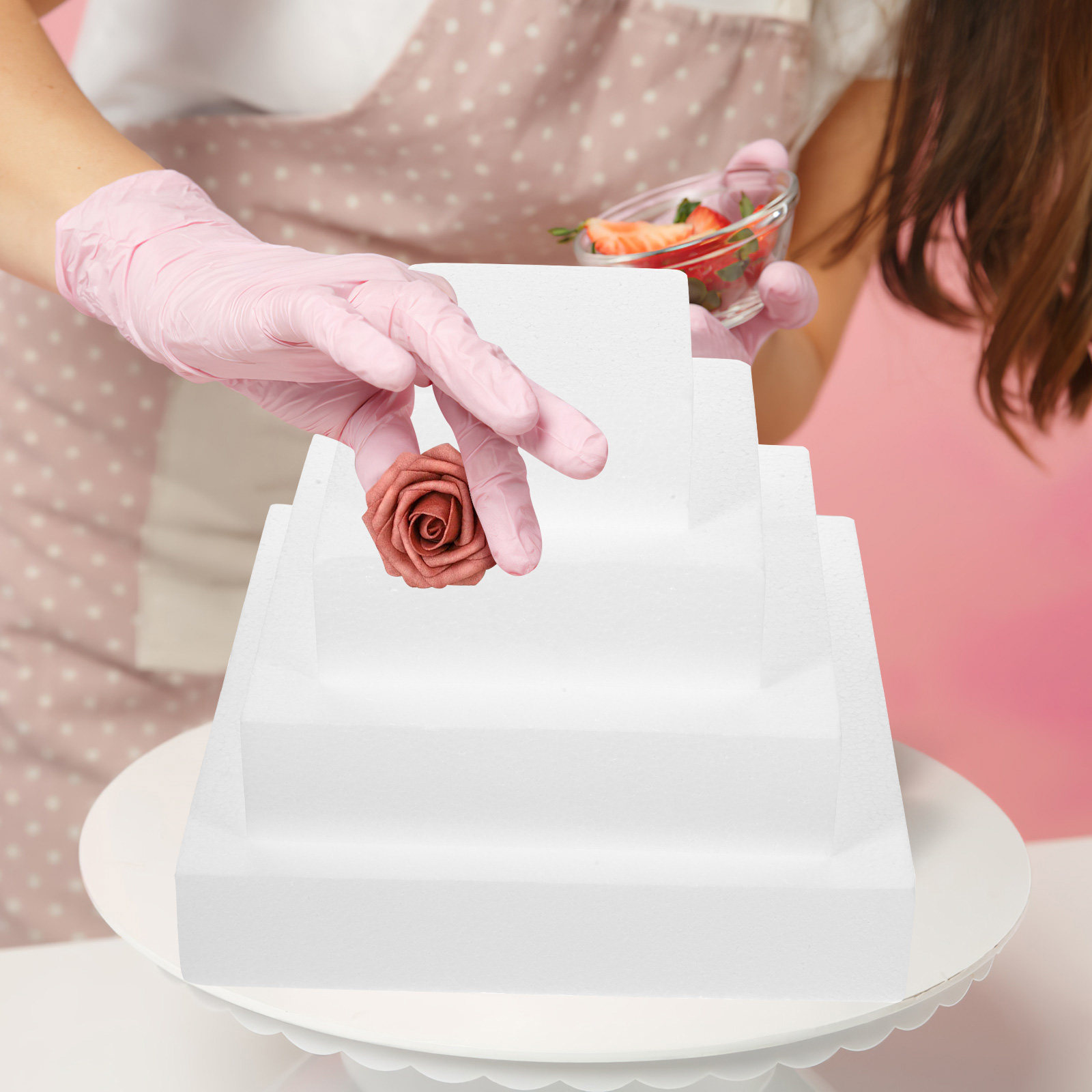 4Pcs Cake Dummy White DIY Deco - Wedding Cake Supply 评论和价格